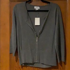 Carmen Marc Valvo cardigan medium heather gray NWT